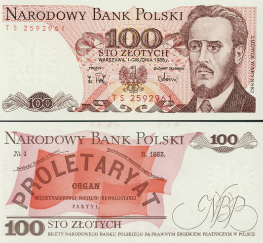 POLSKA Banknot 100 zł / 1988 r. X X - seria TS