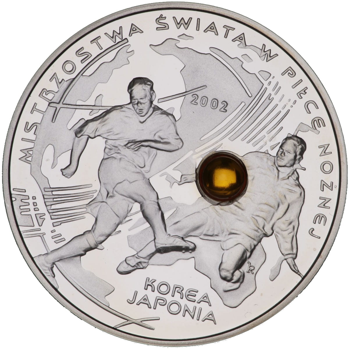 10 zł / 2002 r. - Mistrzostwa Świata Korea/Japonia 2002 (z bursztynem)