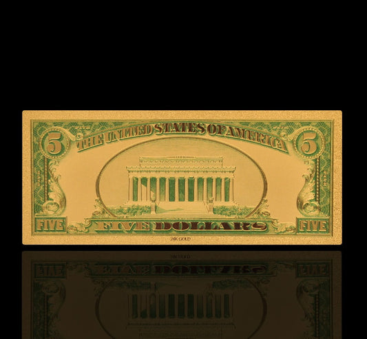 USA: Banknot złocony 5$ - PIĘĆ dolarów /1928