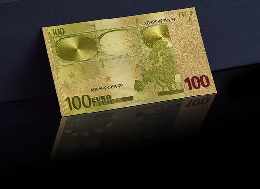 Banknot złocony, kolorowany: 100 Euro