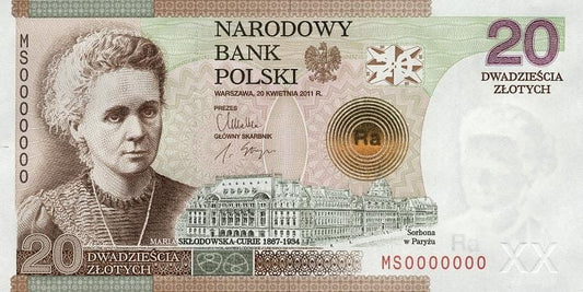 Banknot 20 zł / 2011 r. - Maria Skłodowska - Curie