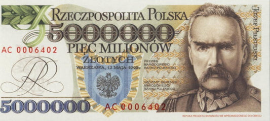 POLSKA  Banknot 5.000.000 zł / 1995 r. XX - Józef Piłsudski
