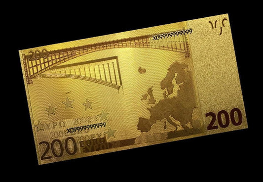 Banknot złocony, kolorowany: 200 Euro