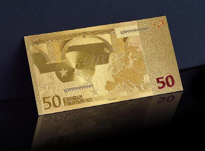 Banknot złocony, kolorowany: 50 Euro