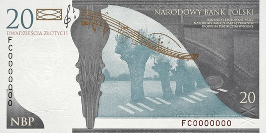Banknot 20 zł / 2010 r. - Fryderyk Chopin