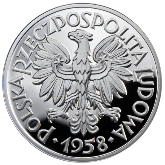 5 zł / 1958 r. -  Rybak, srebrna replika monety
