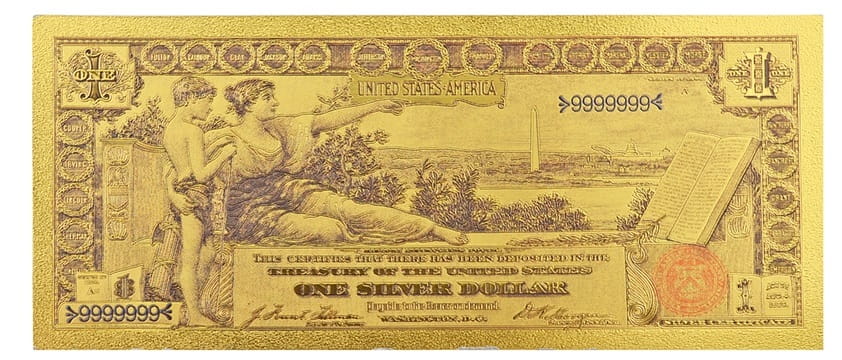 USA: Banknot złocony 1$ - JEDEN dolar /1896