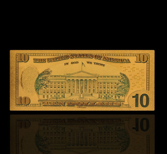 USA: Banknot złocony 10$ - DZIESIĘĆ dolarów