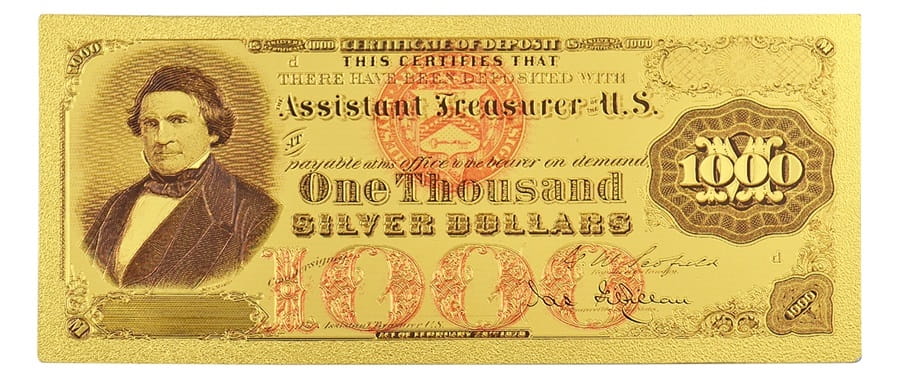 USA: Banknot złocony 1000$ - TYSIĄC dolarów /1878