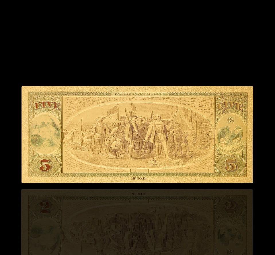 USA: Banknot złocony 5$ - PIĘĆ dolarów /1875
