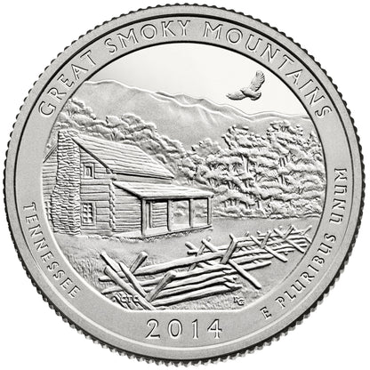 USA:  25 Centów / 2014 r. -  Park Narodowy Great Smoky Mountains (nr 21)
