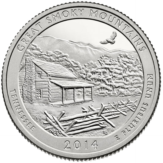 USA:  25 Centów / 2014 r. -  Park Narodowy Great Smoky Mountains (nr 21)
